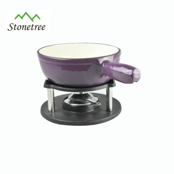 Heavy-Duty Cast Iron Enamel Fondue Set